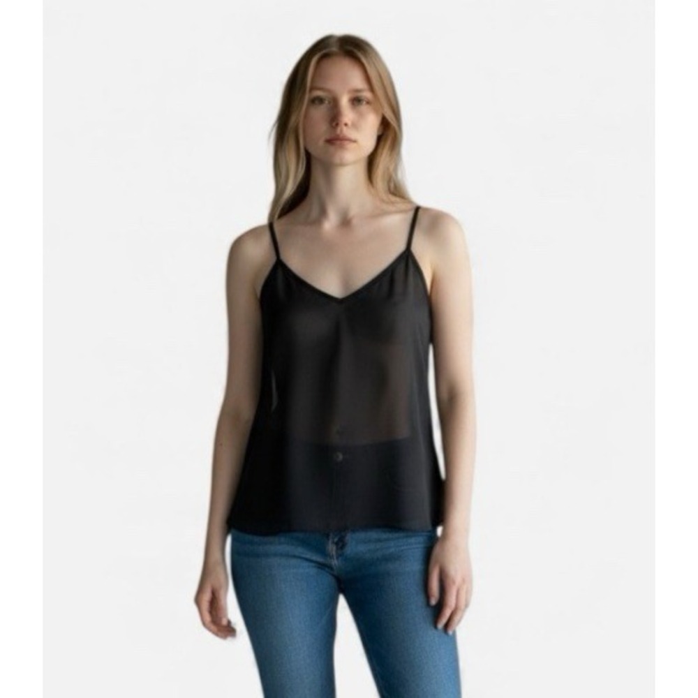 Women's L Sheer Cami Tank Black Witchy Fairy Siren Vamp Grunge